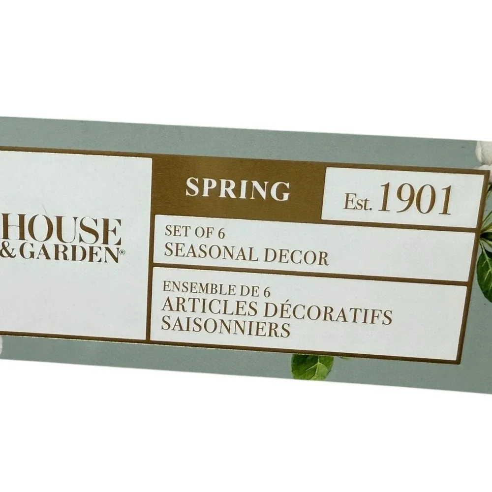 House &‎ Garden Wooden Easter Eggs Set of 6 Lace Cottage Grandmillennial Decor